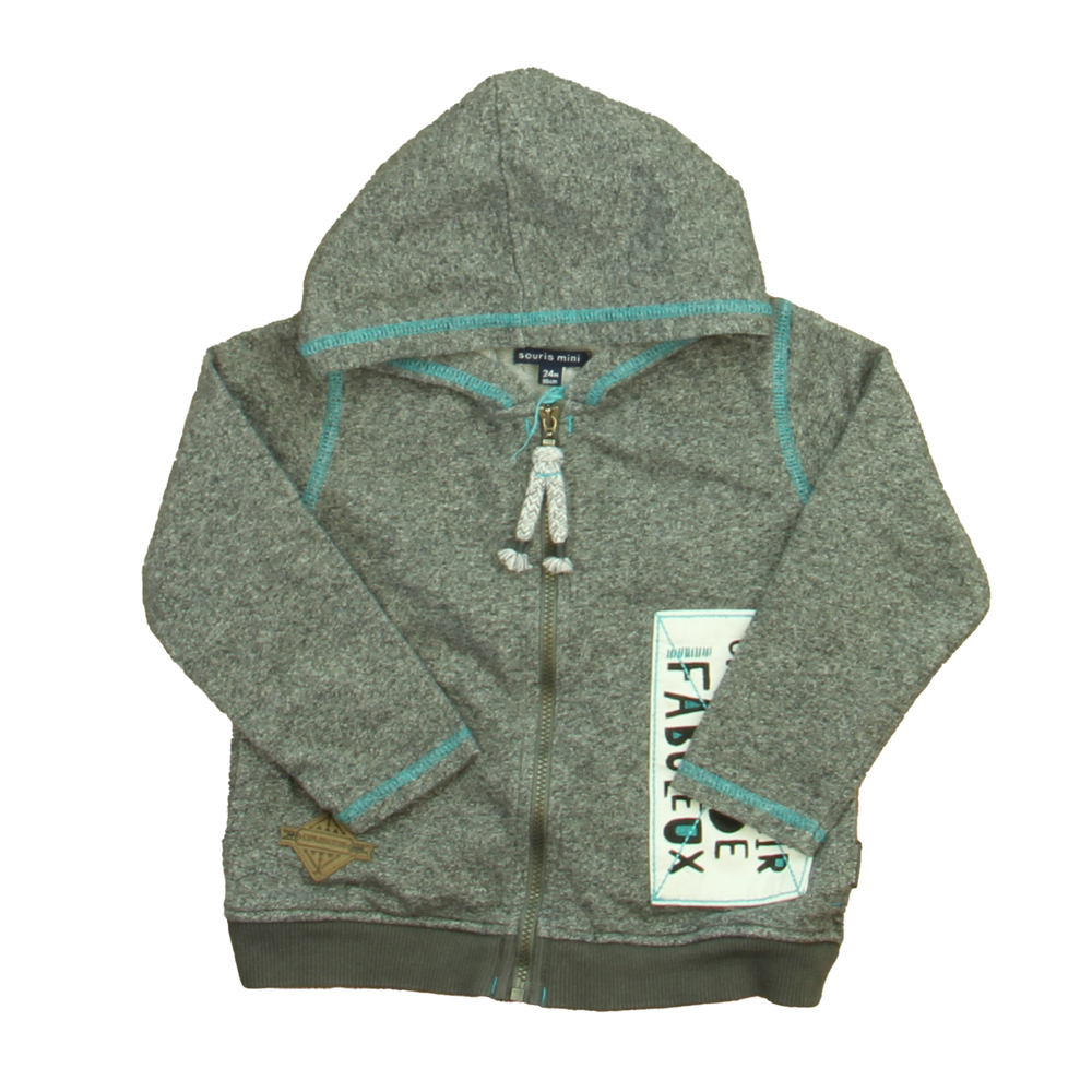 Souris Mini Boys Gray Hoodie size: 24 Months